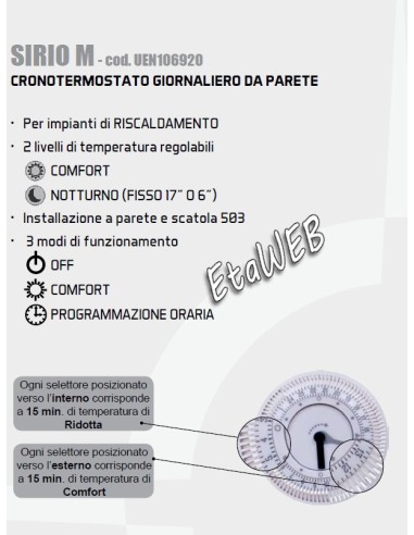 Cronotermostato solaris sirio m giornaliero orologio manuale a batter - De  Rosa Srl