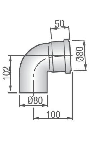 TUBO SCARICO FUMI CALDAIA CURVA GOMITO TEE RACCORDI ALLUMINIO BIANCO Ø 80  mm 