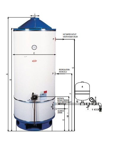 Bollitore Coterm a gas basamento BG OVO 200LT 9,9 kw Gpl o Metano